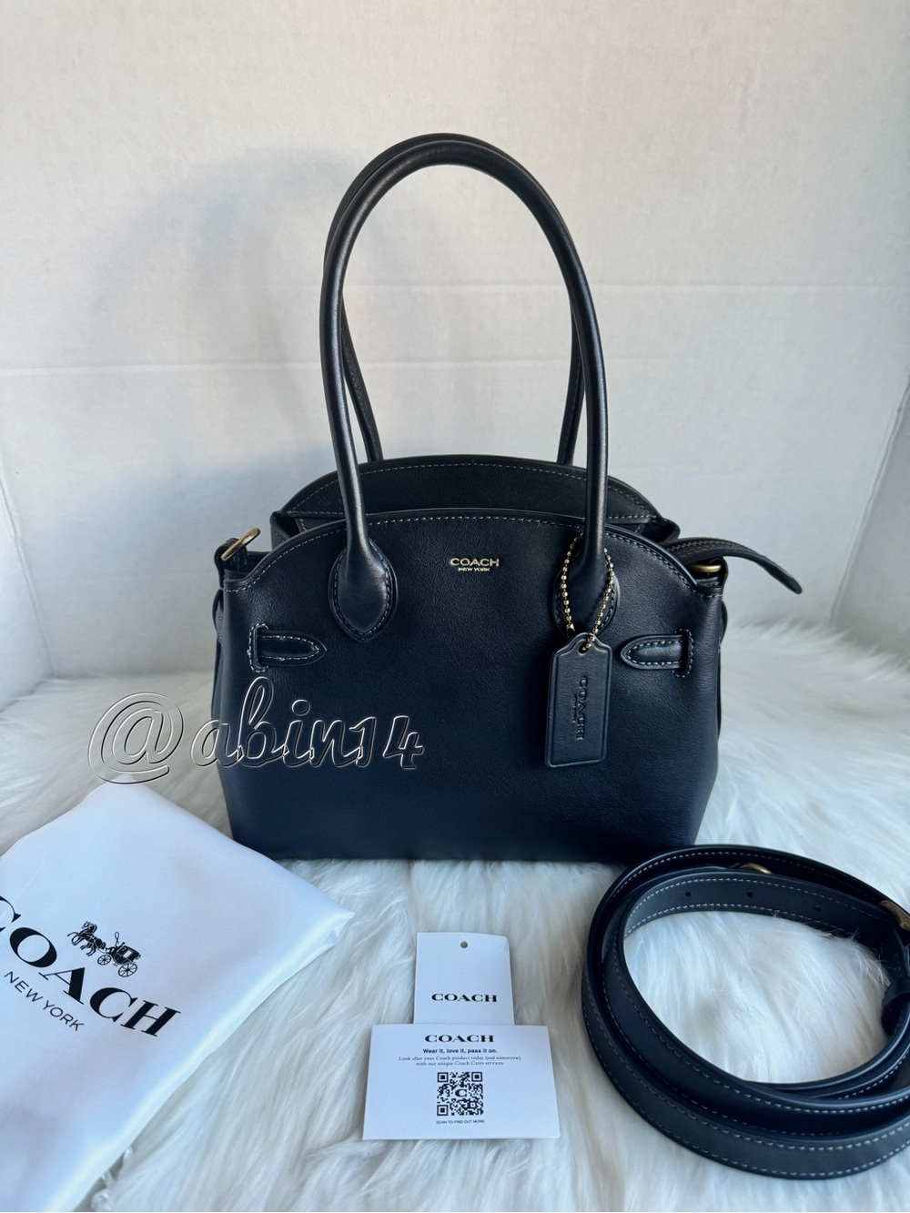 Coach Black Leather Empire 21 Top Handle Satchel Crossbody Bag